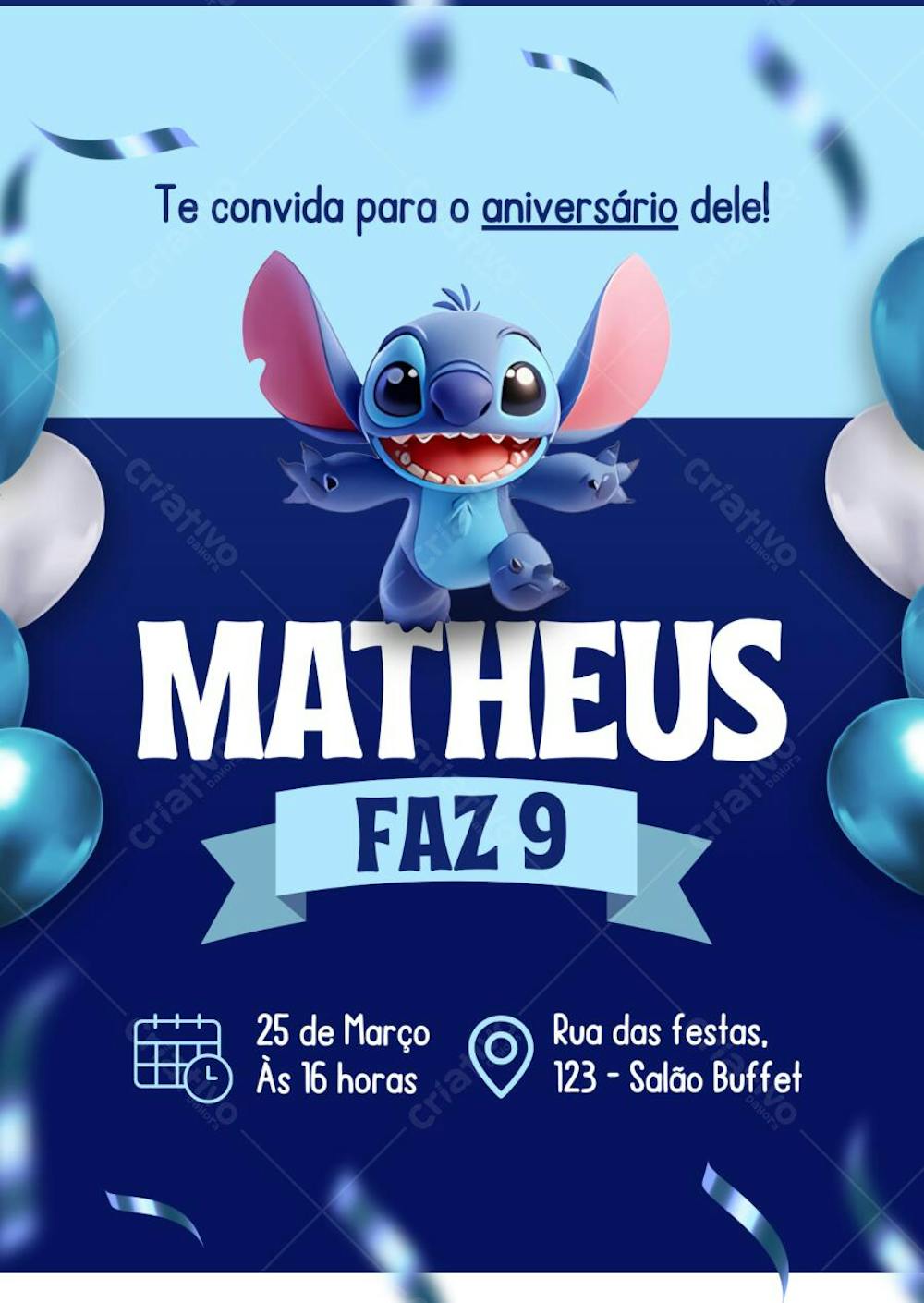 Convite Aniversário do Stitch