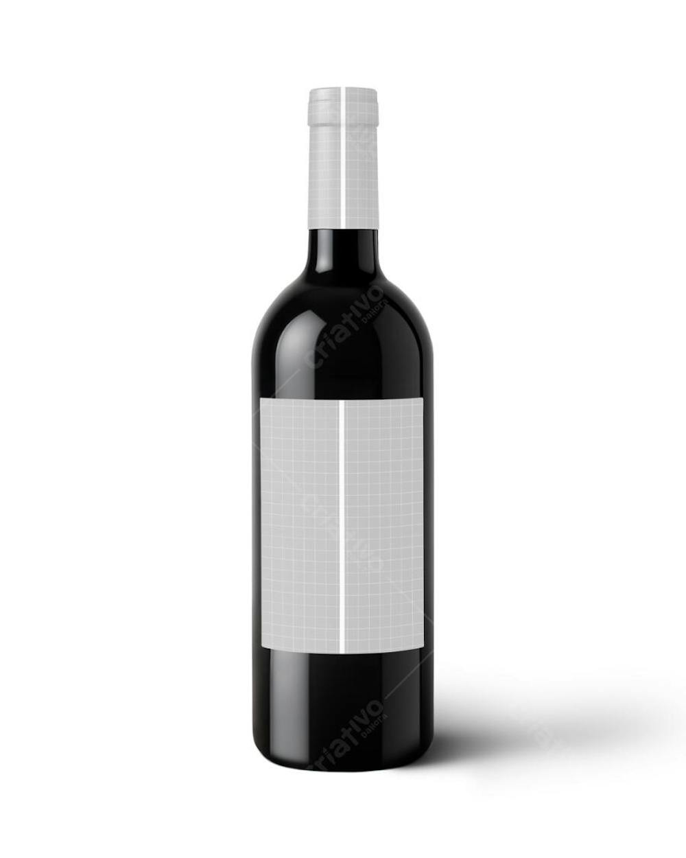 Mockup Garrafa de Vinho 3D – PSD Editável para Design de Rótulo
