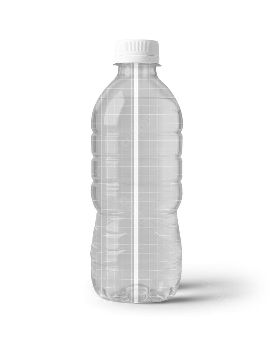 Mockup Garrafa de Água Transparente com Tampa Branca