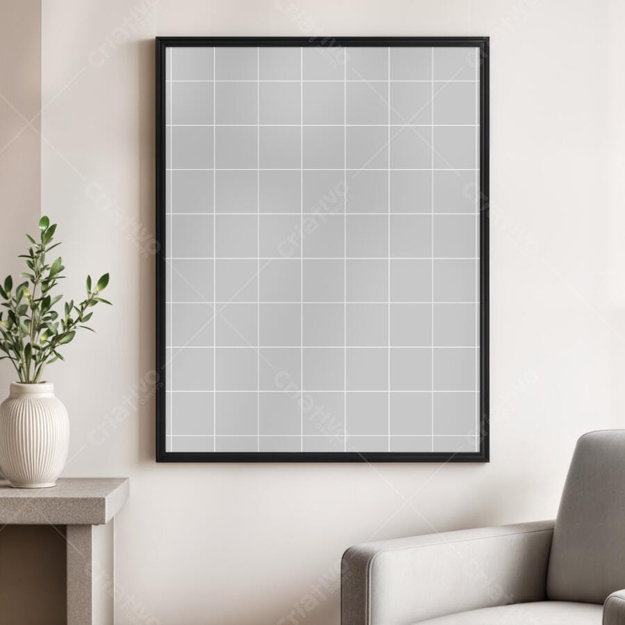 Mockup de Quadro Minimalista em Sala de Estar