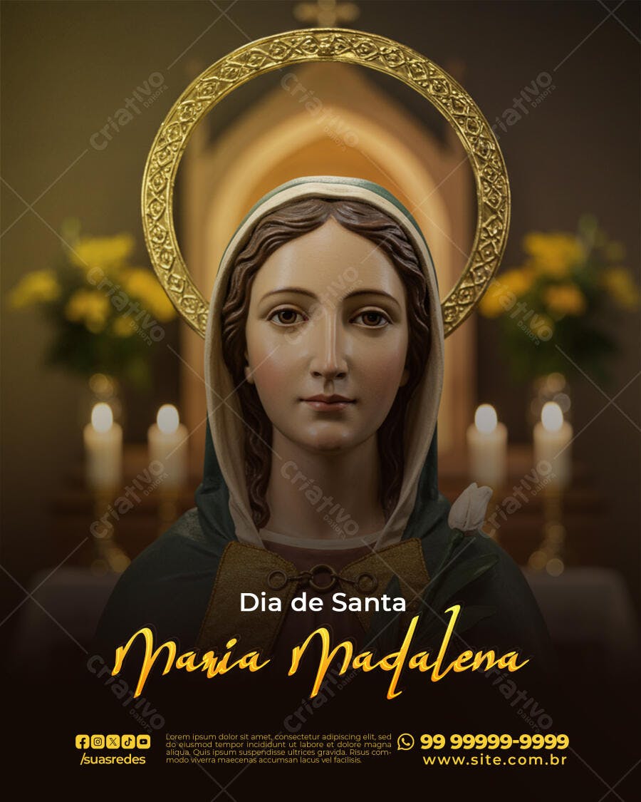 Flyer Dia de Santa Maria Madalena PSD Editável
