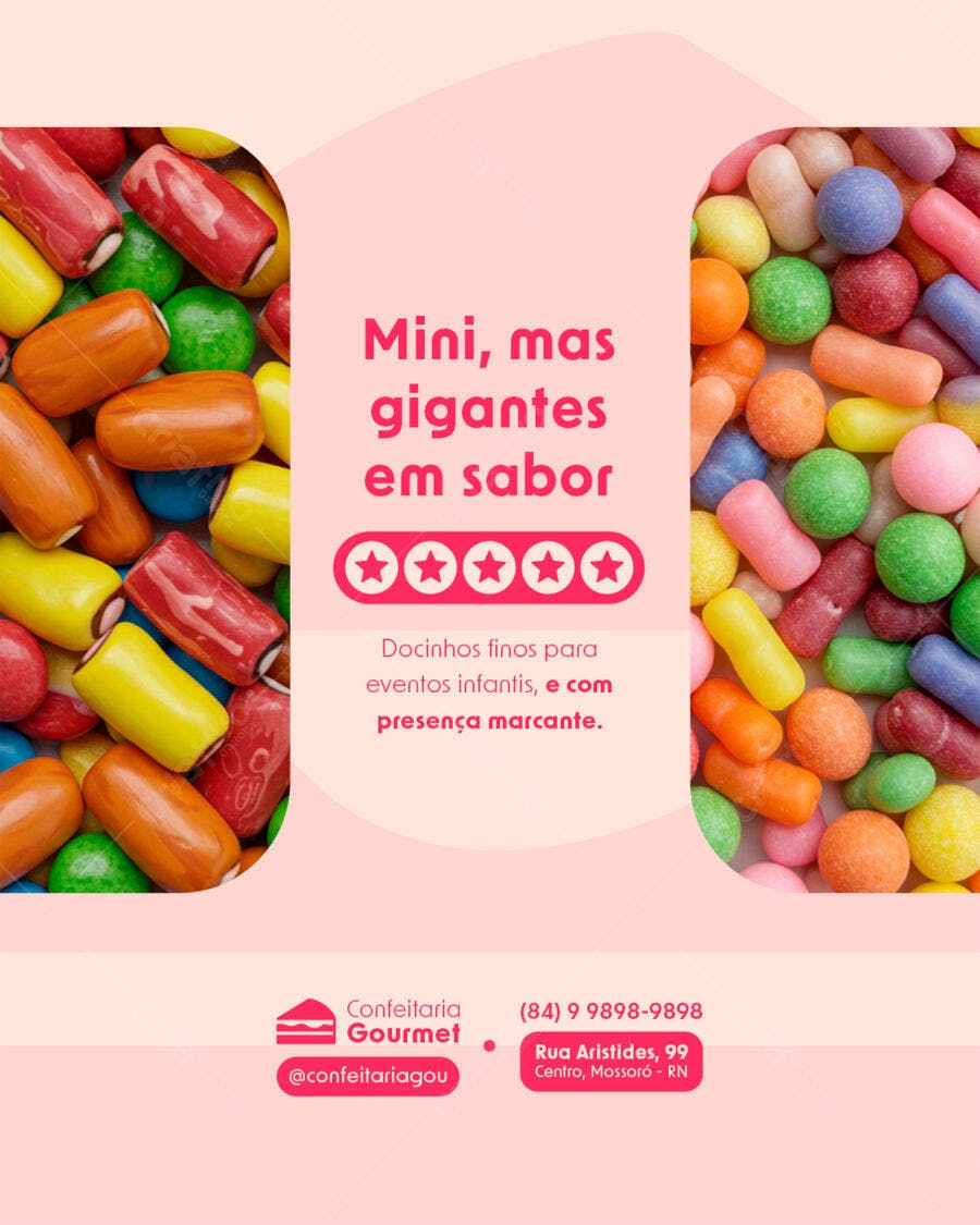 Flyer para Festa Infantil com Doces Coloridos PSD Editável