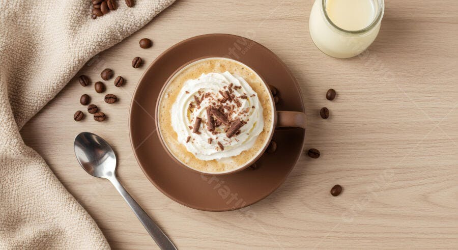 Cappuccino com chantilly e chocolate