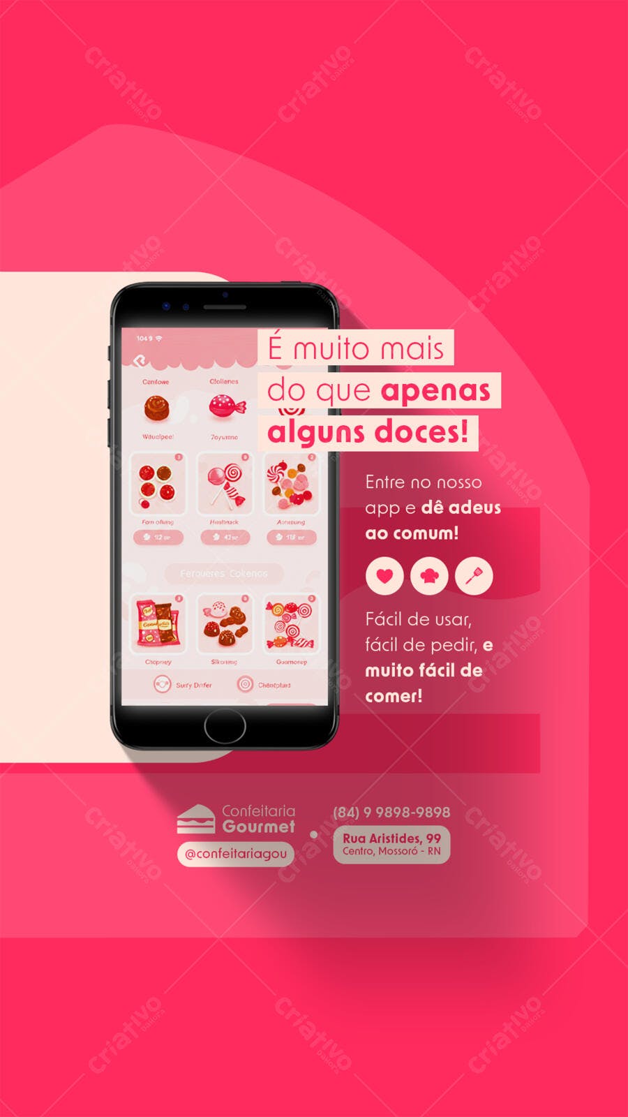 Mockup App Doce Confeitaria Gourmet PSD Editável