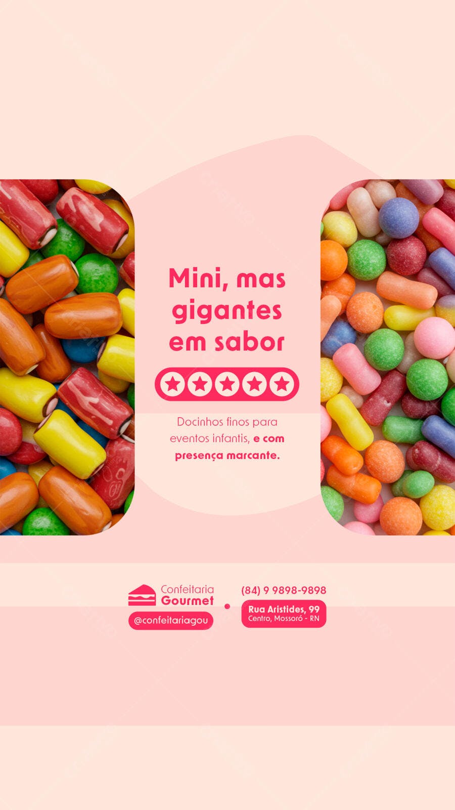 Flyer para Festa Infantil com Docinhos PSD Editável