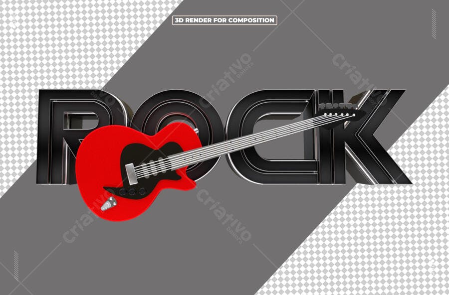 Arte Rock com Guitarra Vermelha PSD Editável