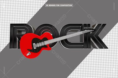 SELO 3D DIA MUNDIAL DO ROCK PARA REDES SOCIAIS