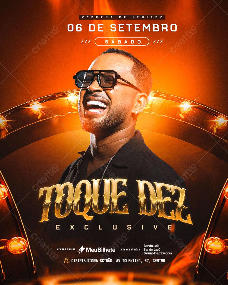 Flyer para Show Toque Dez 06 de Setembro PSD Editável