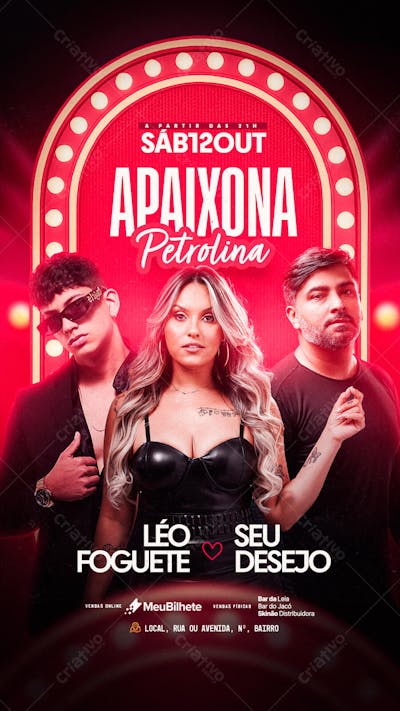 FLYER EVENTO APAIXONA PETROLINA SEU DESEJO STORY PSD EDITÁVEL