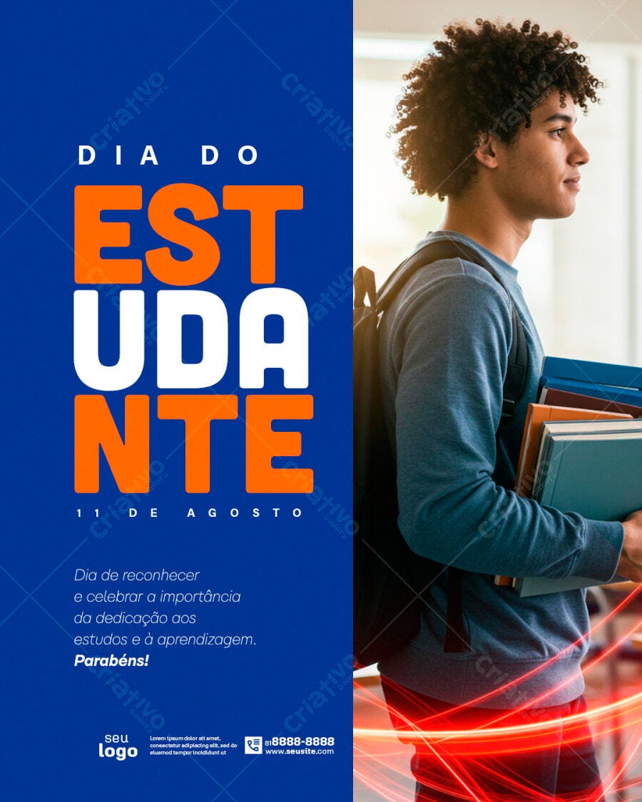 Flyer Dia do Estudante 11 de Agosto PSD Editável