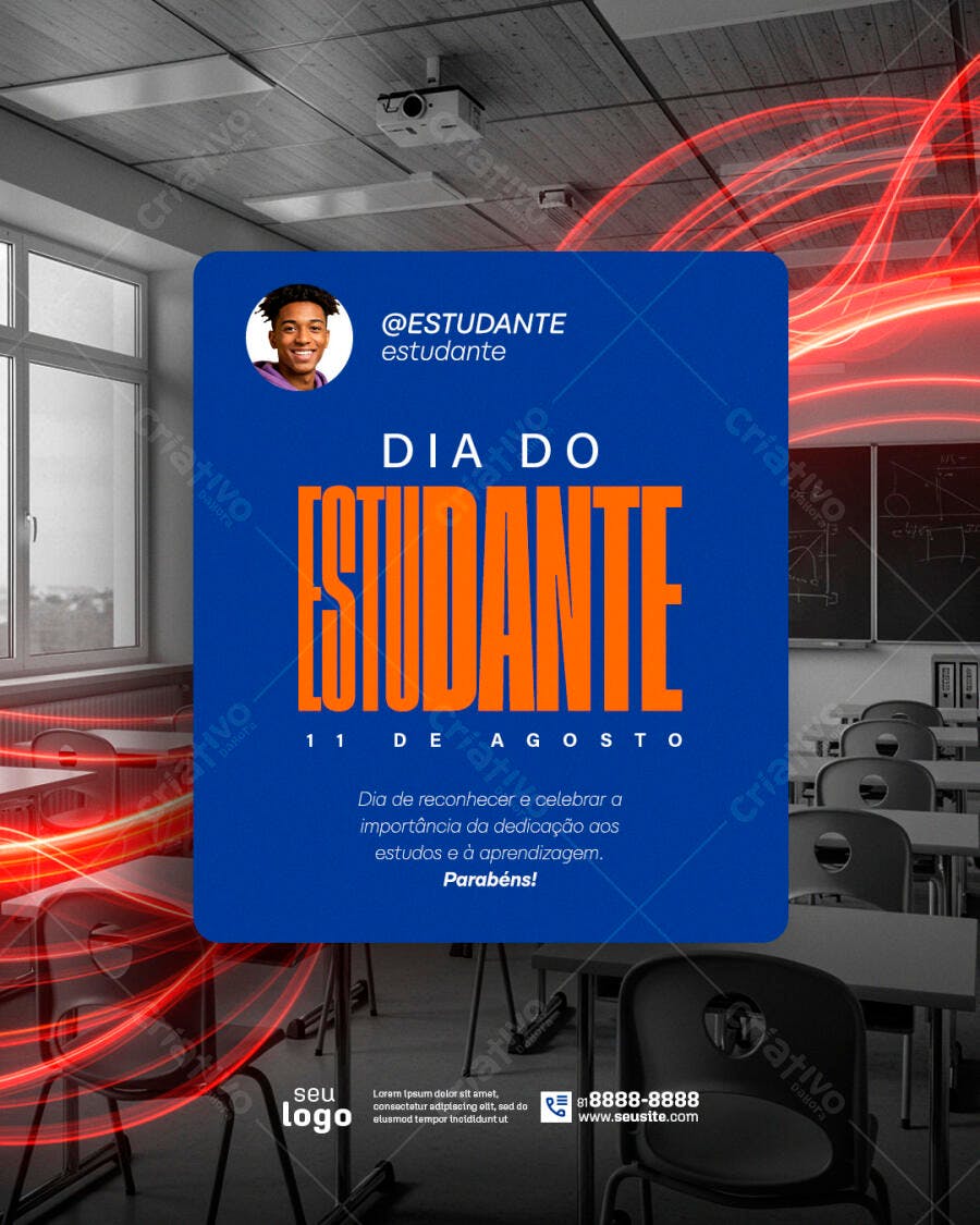 Flyer Dia do Estudante 11 de Agosto PSD Editável