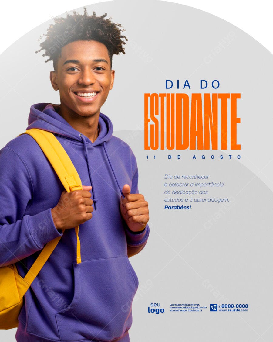Flyer Dia do Estudante 11 de Agosto PSD Editável