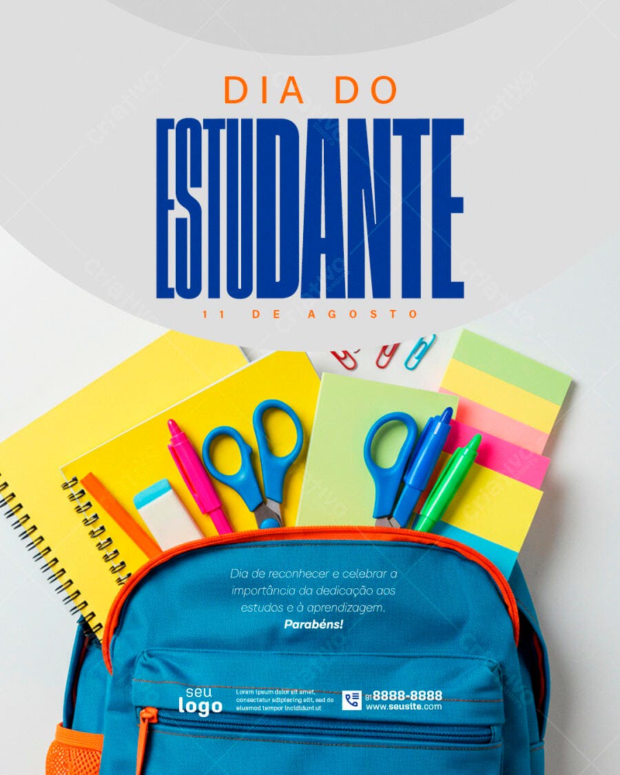 Flyer Dia do Estudante 11 de Agosto PSD Editável
