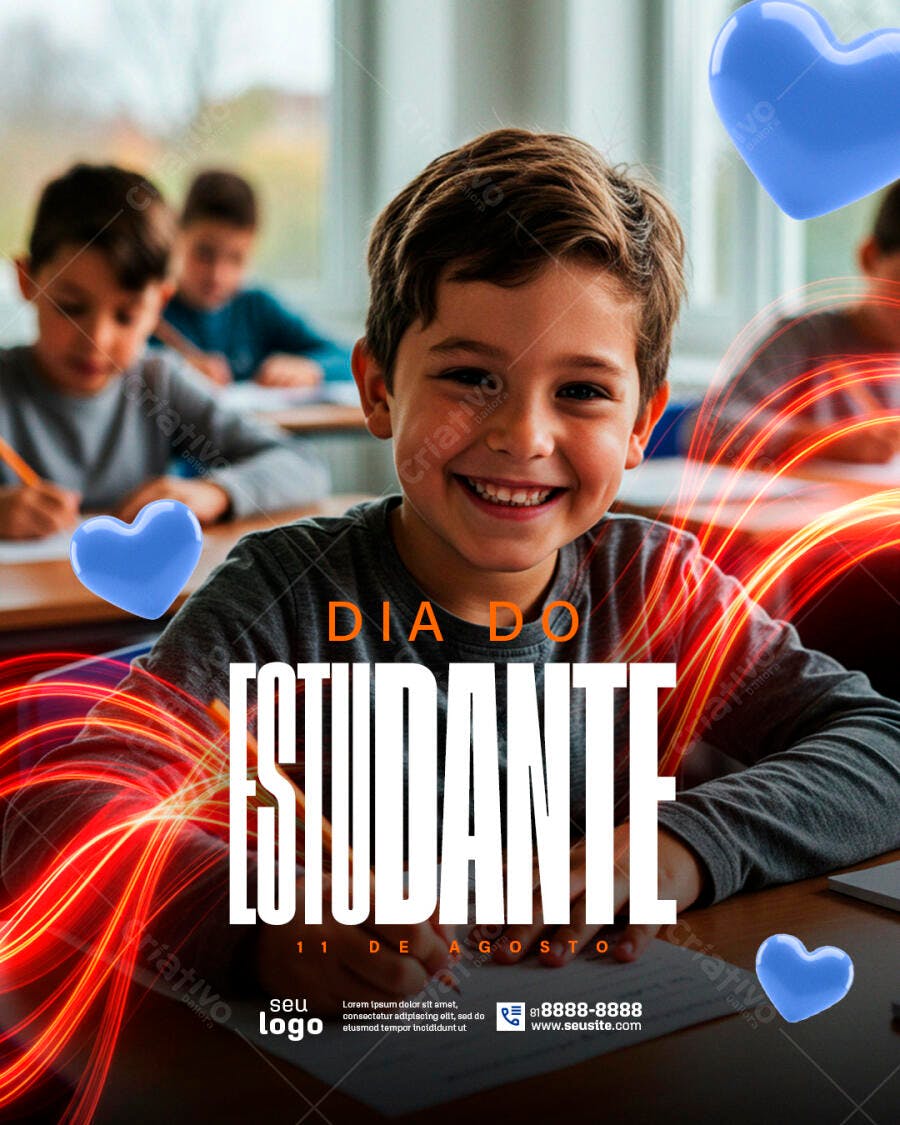 Flyer Dia do Estudante 11 de Agosto PSD Editável