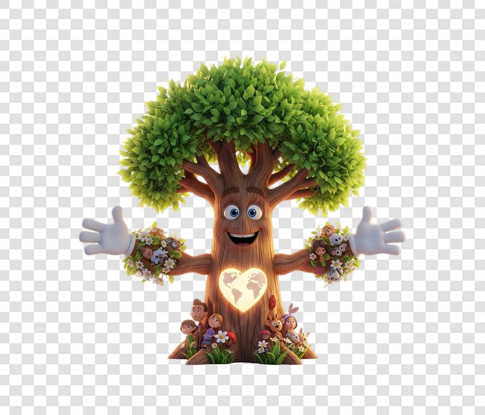 Arvore Amor pelo Planeta Terra 3D Elemento PSD_