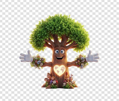 Arvore Amor pelo Planeta Terra 3D Elemento PSD_
