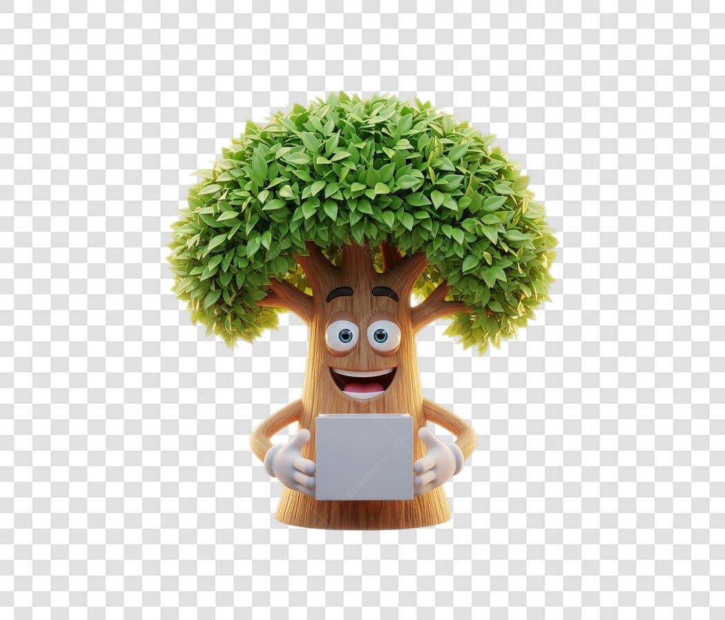 Mascote árvore PNG com fundo transparente