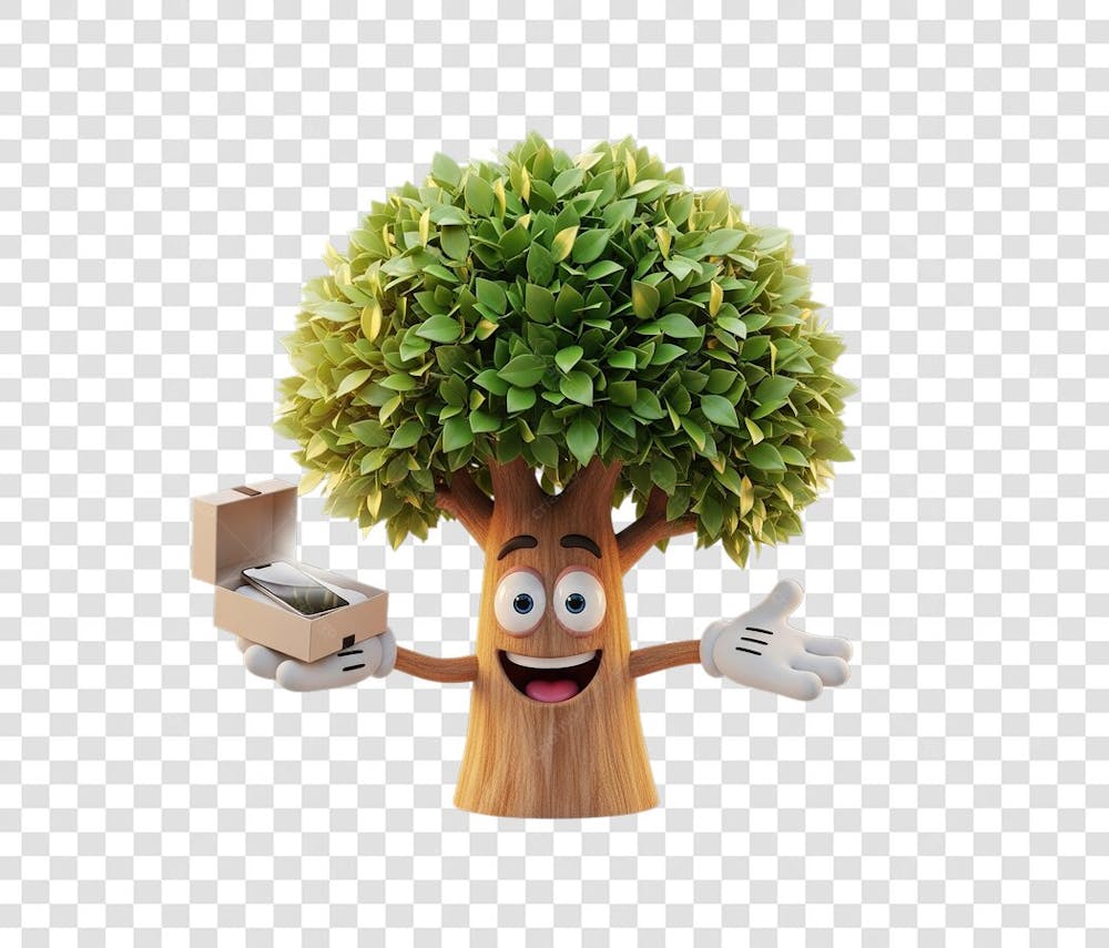 Arvore segurando Caixa de smartphone envio 3D Elemento PSD_