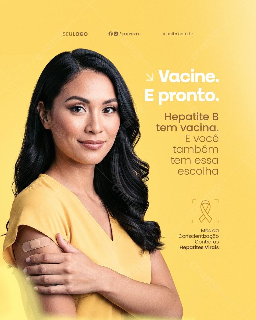Flyer Julho Verde - Vacinação Hepatite B PSD Editável