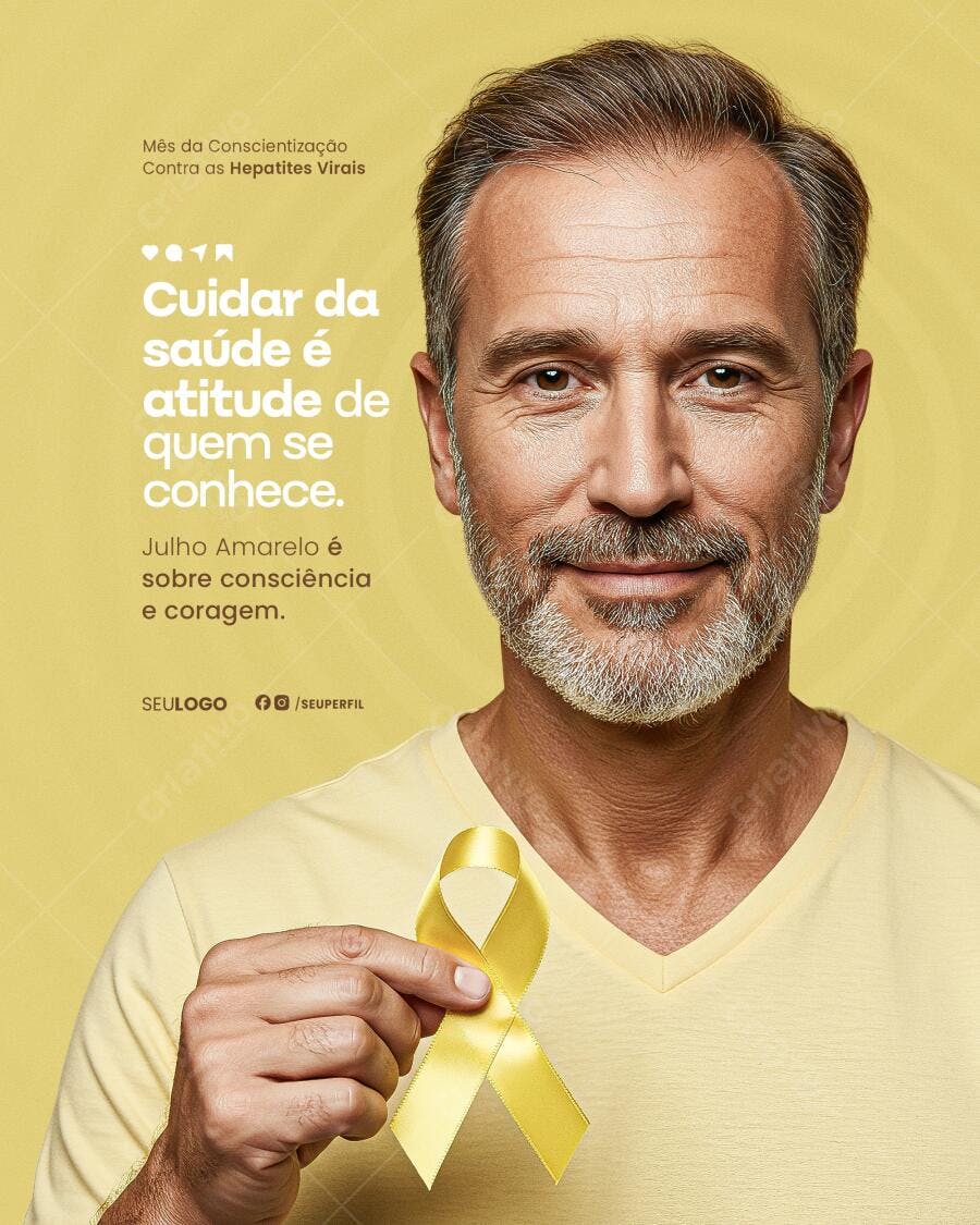 Post Julho Amarelo PSD Editável