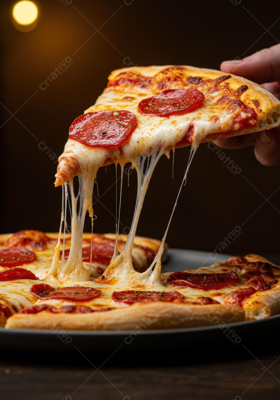 Pizza de Pepperoni com Queijo Derretido