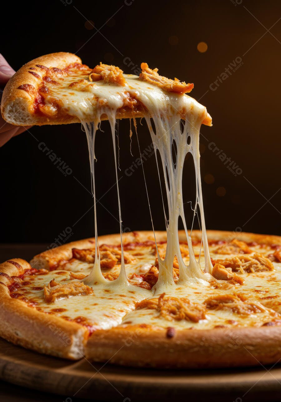 Pizza de Frango com Queijo Derretido
