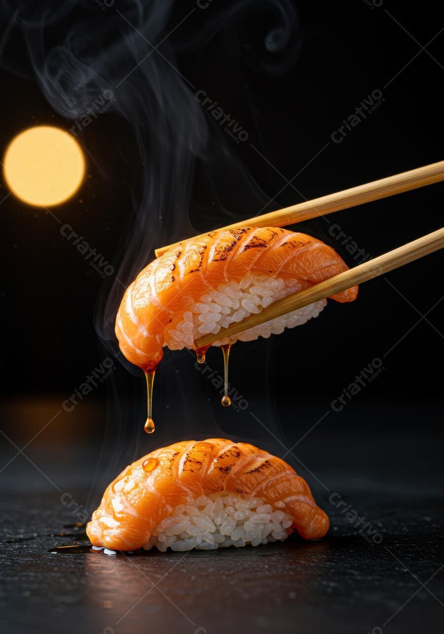 Sushi de Salmão grelhado com molho