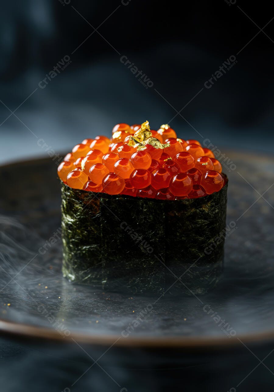 Sushi de Ovas com Folhas de Ouro