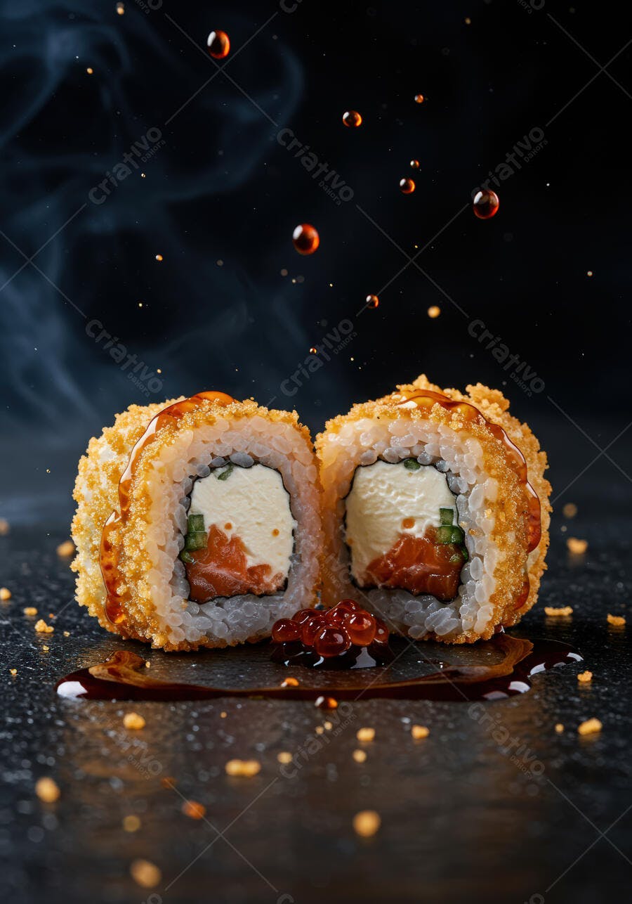 Sushi com Salmão e Cream Cheese Empanado