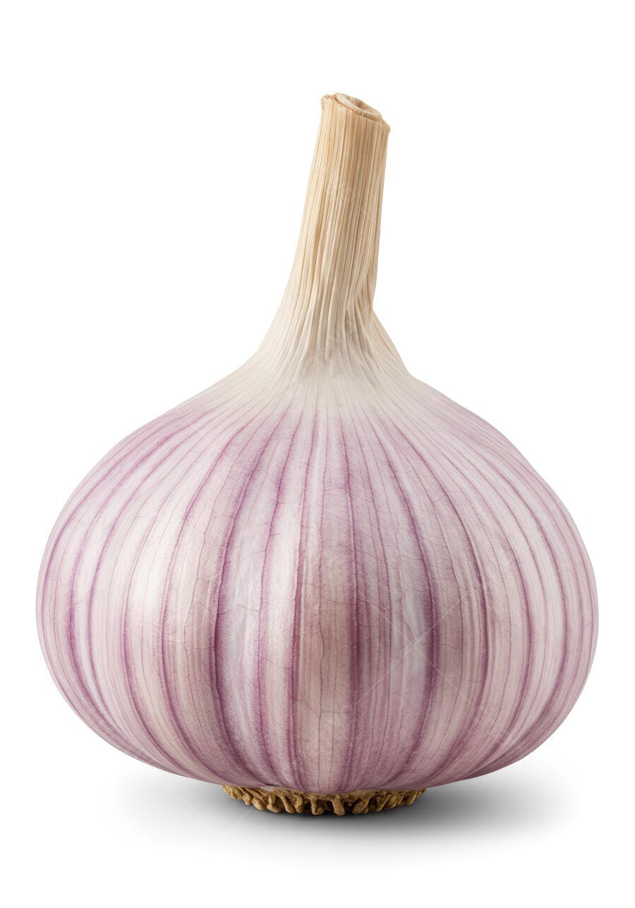 Bulbo de alho roxo isolado fundo branco