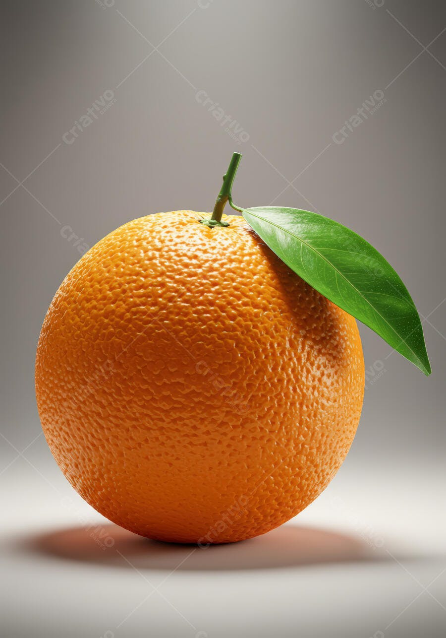 Laranja fresca com folha verde