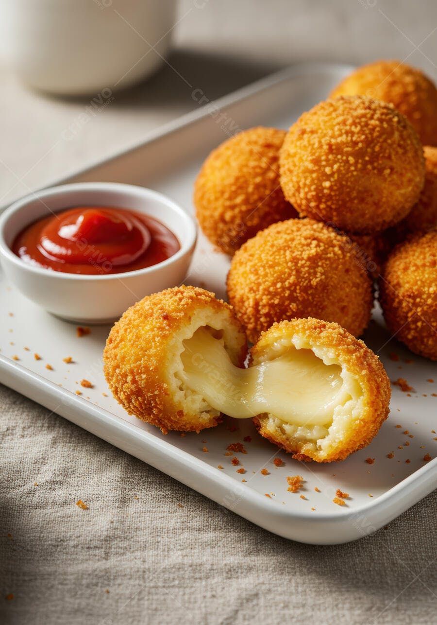 Bolinhos de Queijo com Molho Ketchup