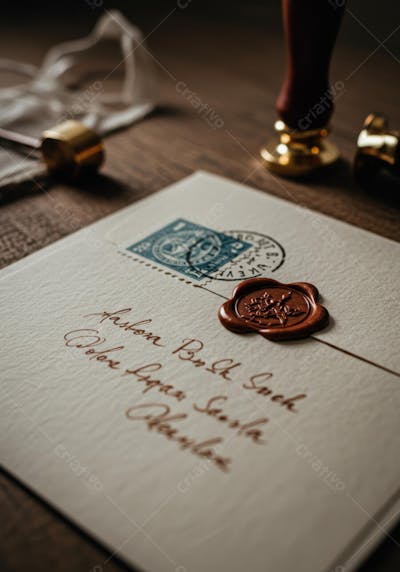 Carta com selo e lacre de cera