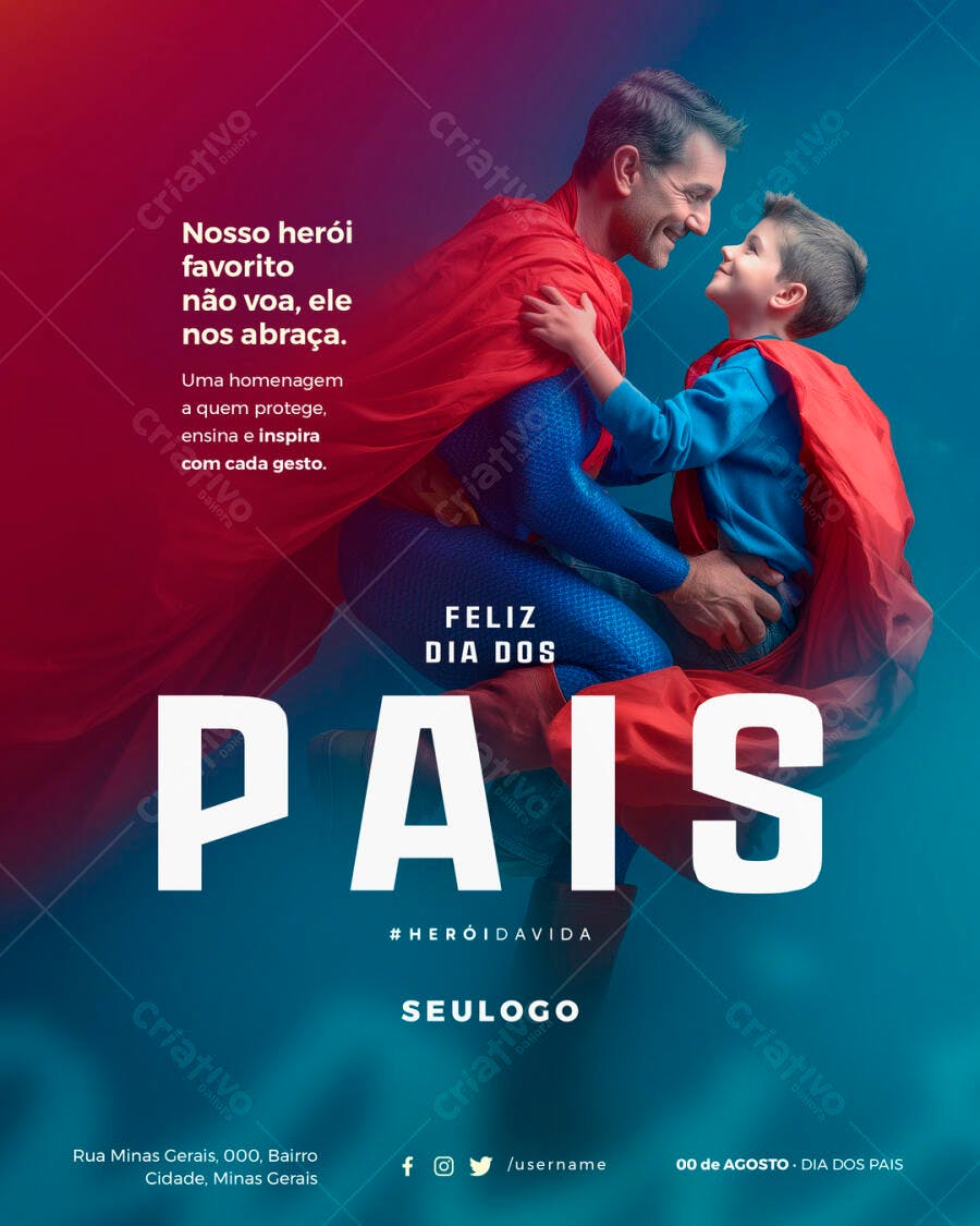 Flyer Dia dos Pais Super-heróis PSD Editável