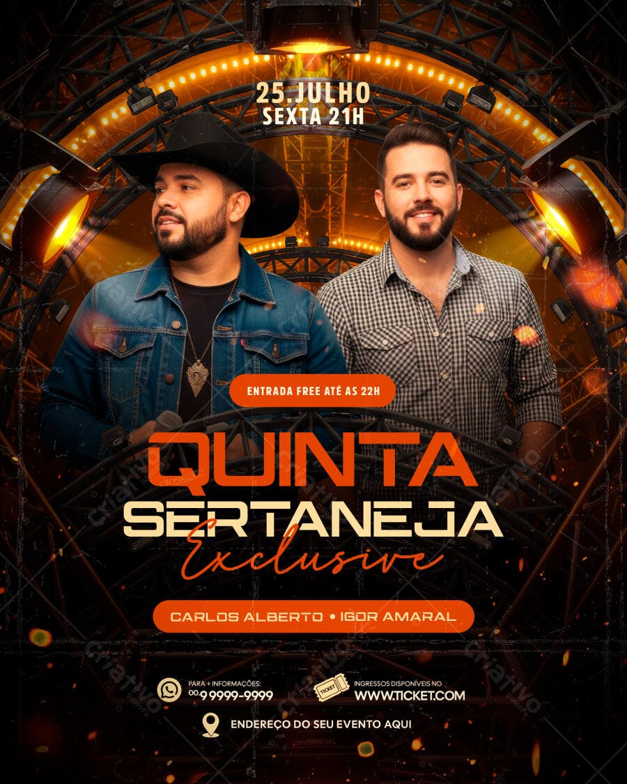 Flyer Festa Sertaneja 25 de Julho PSD Editável
