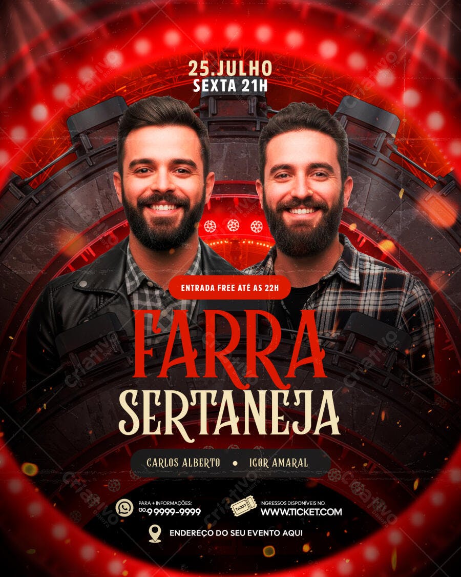 Flyer Festa Sertaneja 25 de Julho PSD Editável