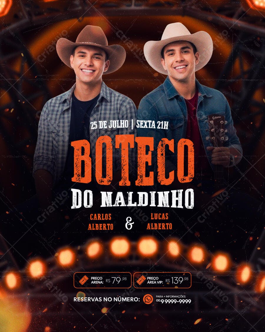 Flyer Boteco Sertanejo 25 de Julho PSD Editável