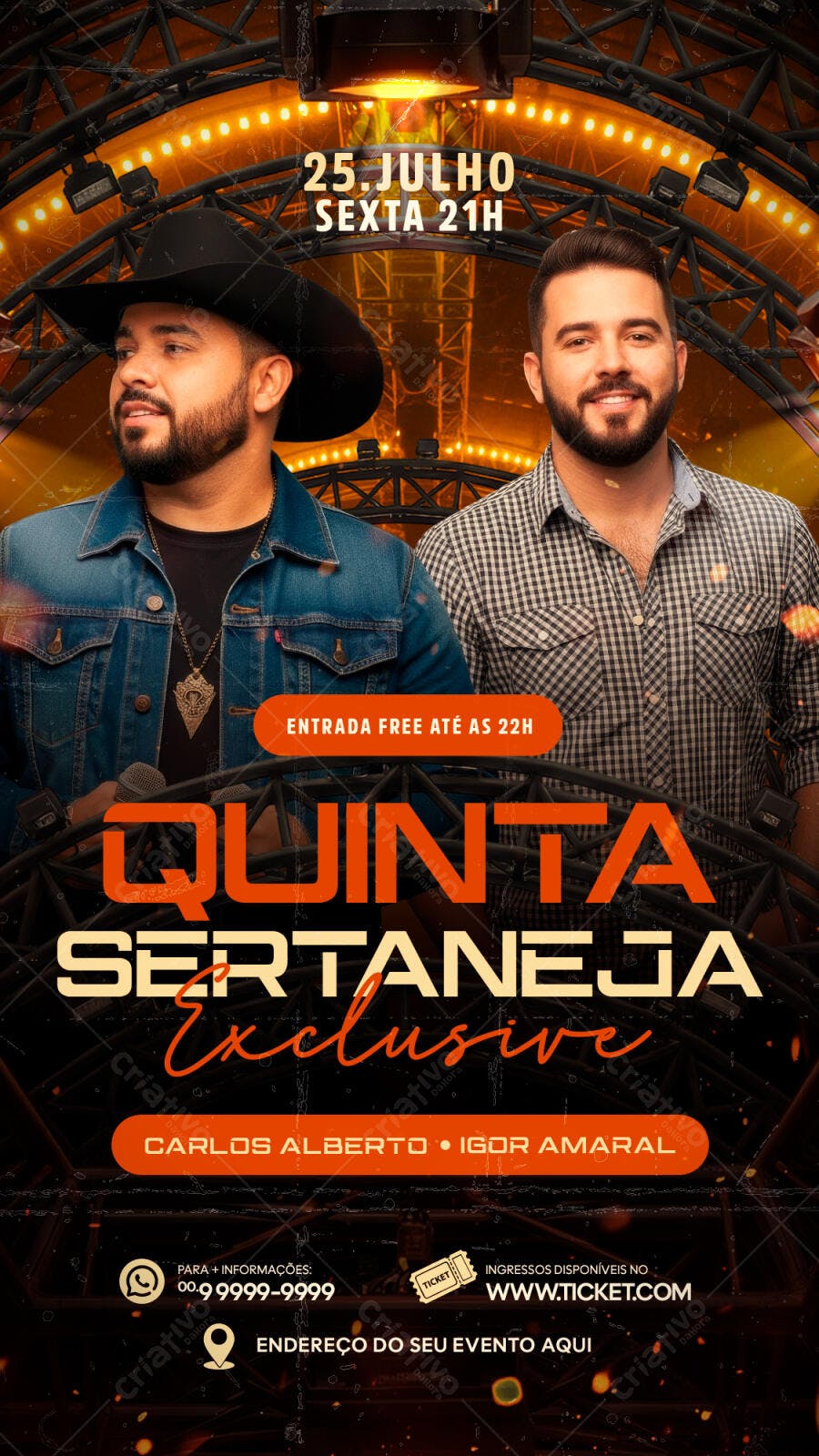Flyer para Festa Sertaneja 25 de Julho PSD Editável