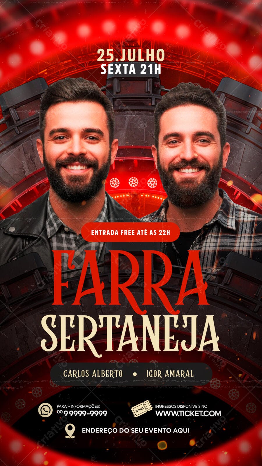 Flyer Festa Sertaneja 25 de Julho PSD Editável
