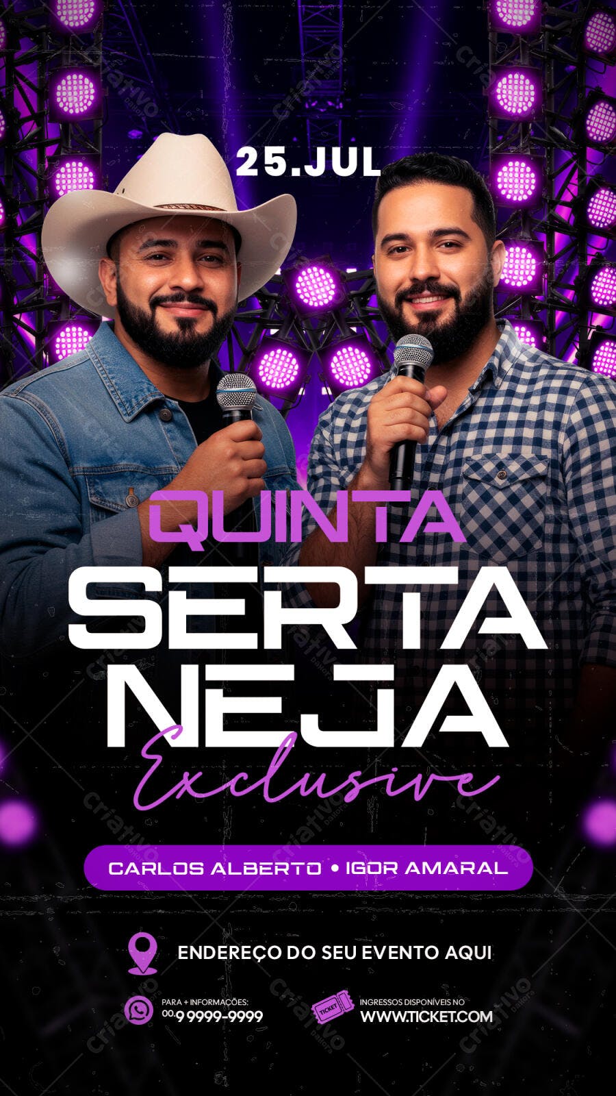 Flyer para Show Sertanejo 25 de Julho PSD Editável