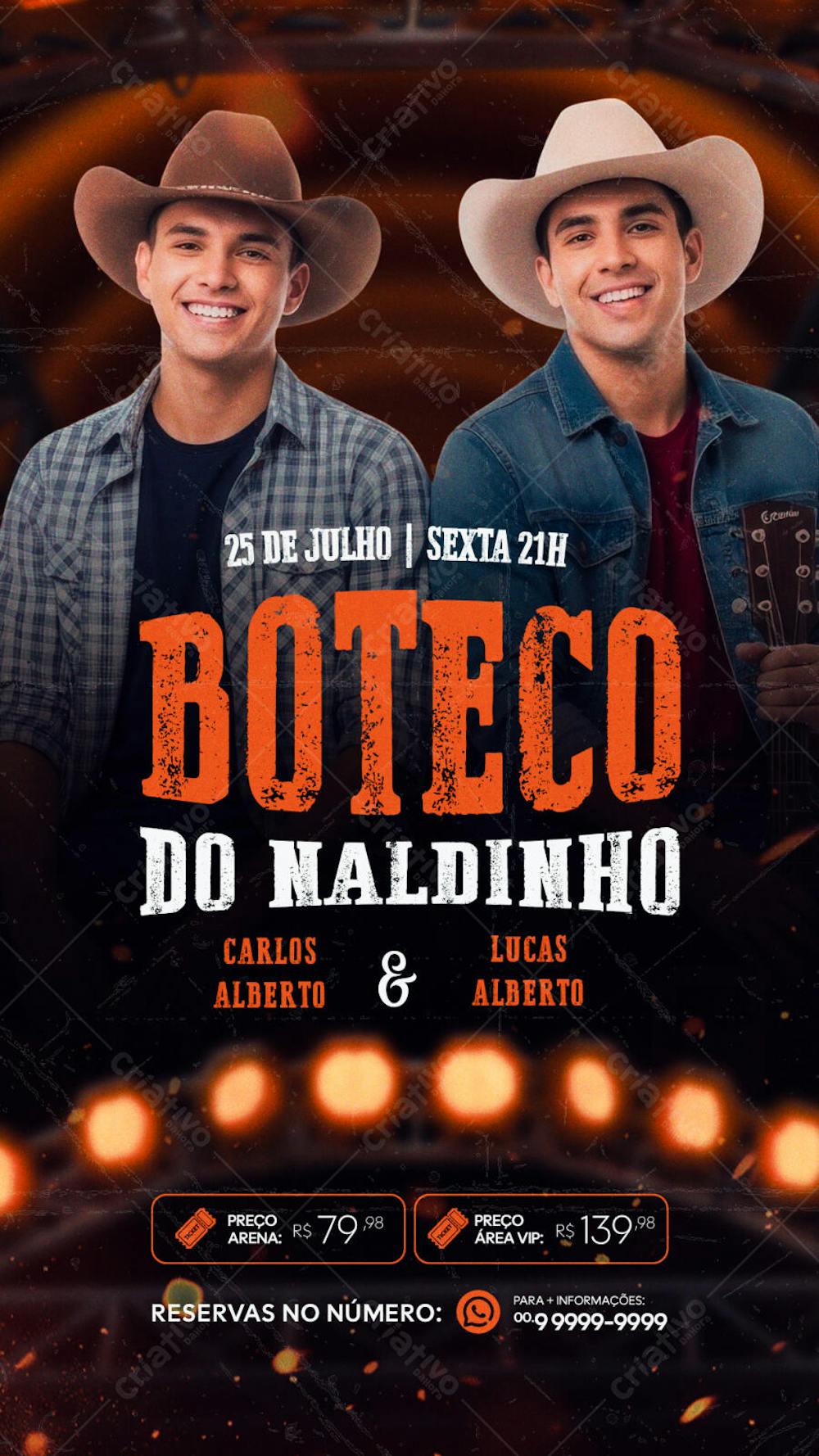 Flyer Show Sertanejo – Boteco do Maldinho com Carlos Alberto & Lucas Alberto | 25/07