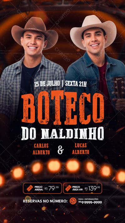 Flyer Show Sertanejo – Boteco do Maldinho com Carlos Alberto & Lucas Alberto | 25/07