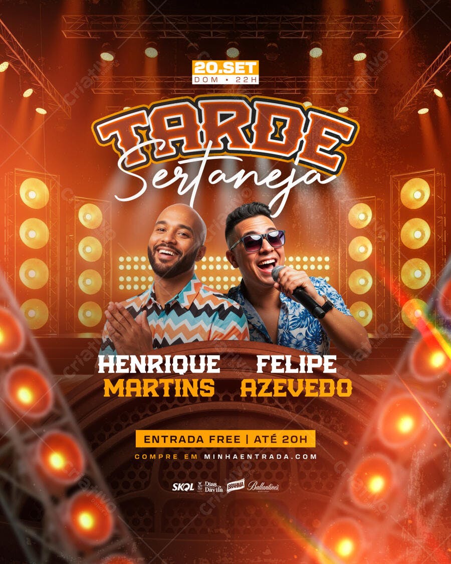Flyer para Tarde Sertaneja PSD Editável