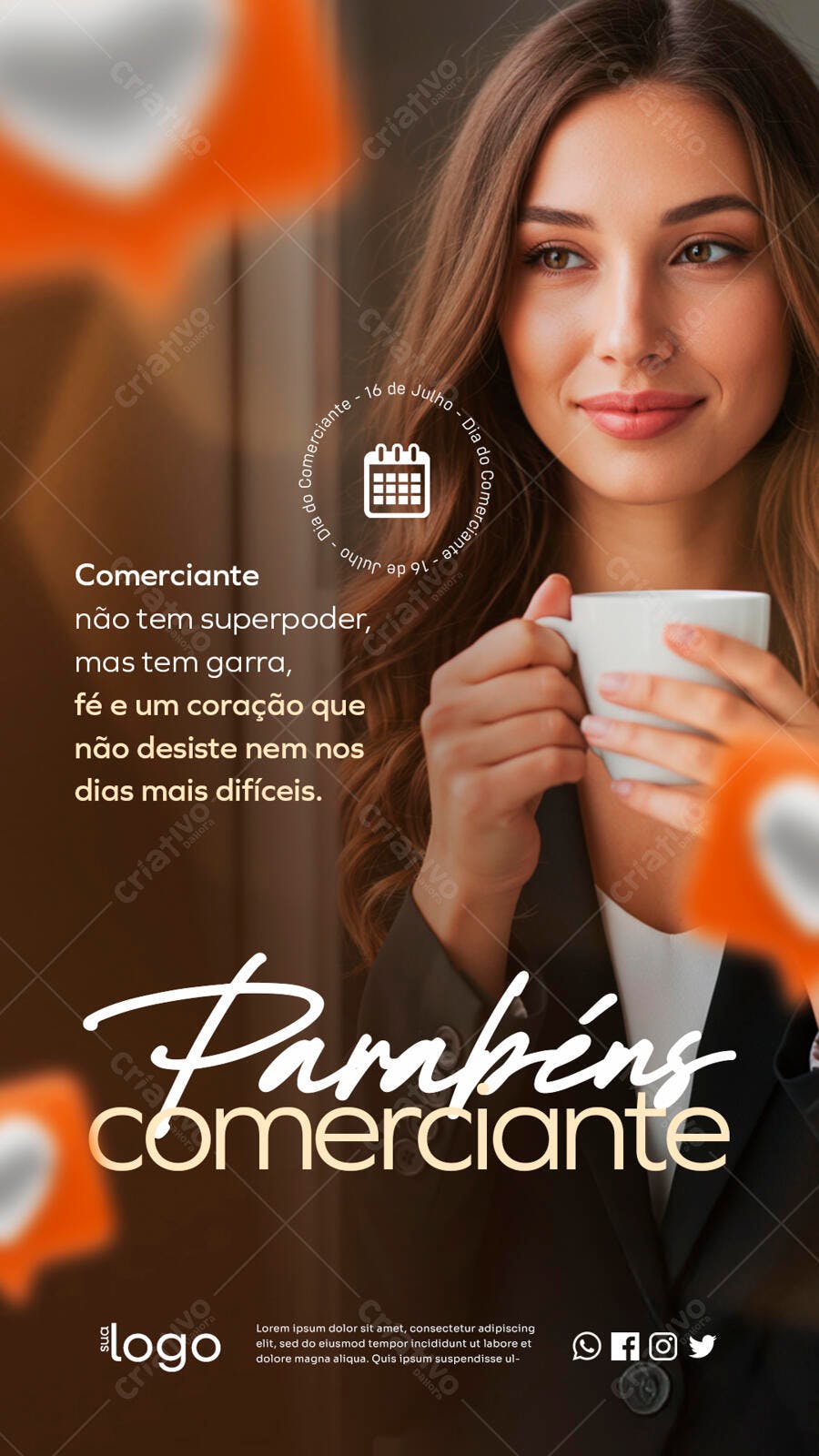 Flyer Dia do Comerciante 16 de Julho PSD Editável