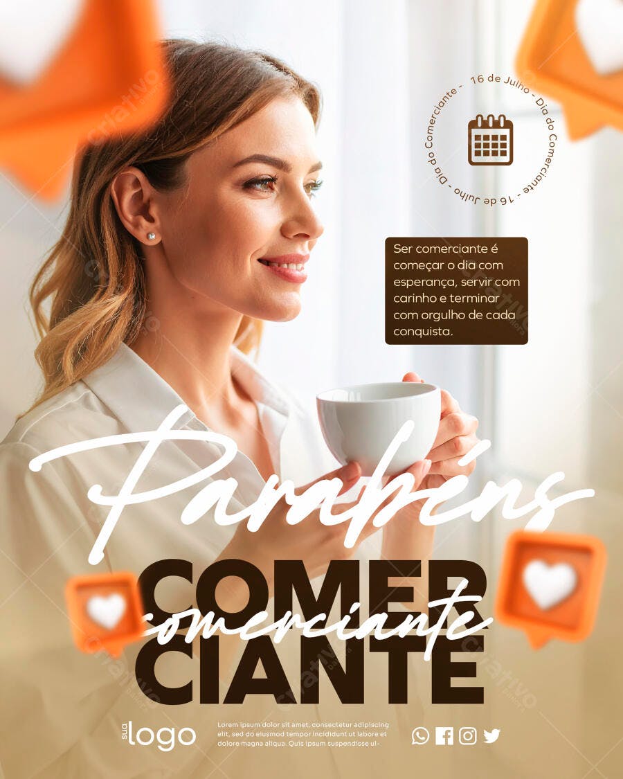 Flyer Dia do Comerciante 16 de Julho PSD Editável