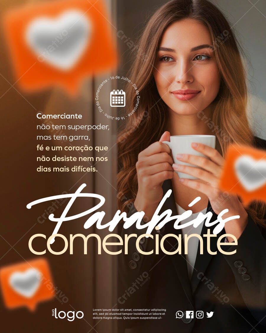 Post para o Dia do Comerciante PSD Editável