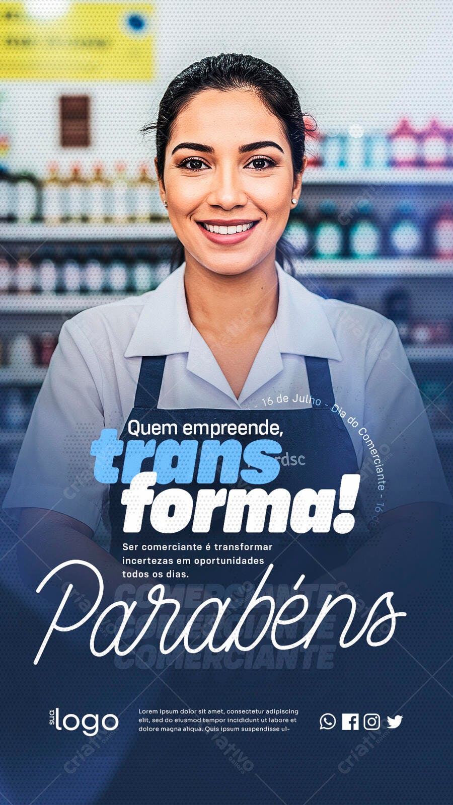 Flyer Dia do Comerciante 16 de Julho PSD Editável
