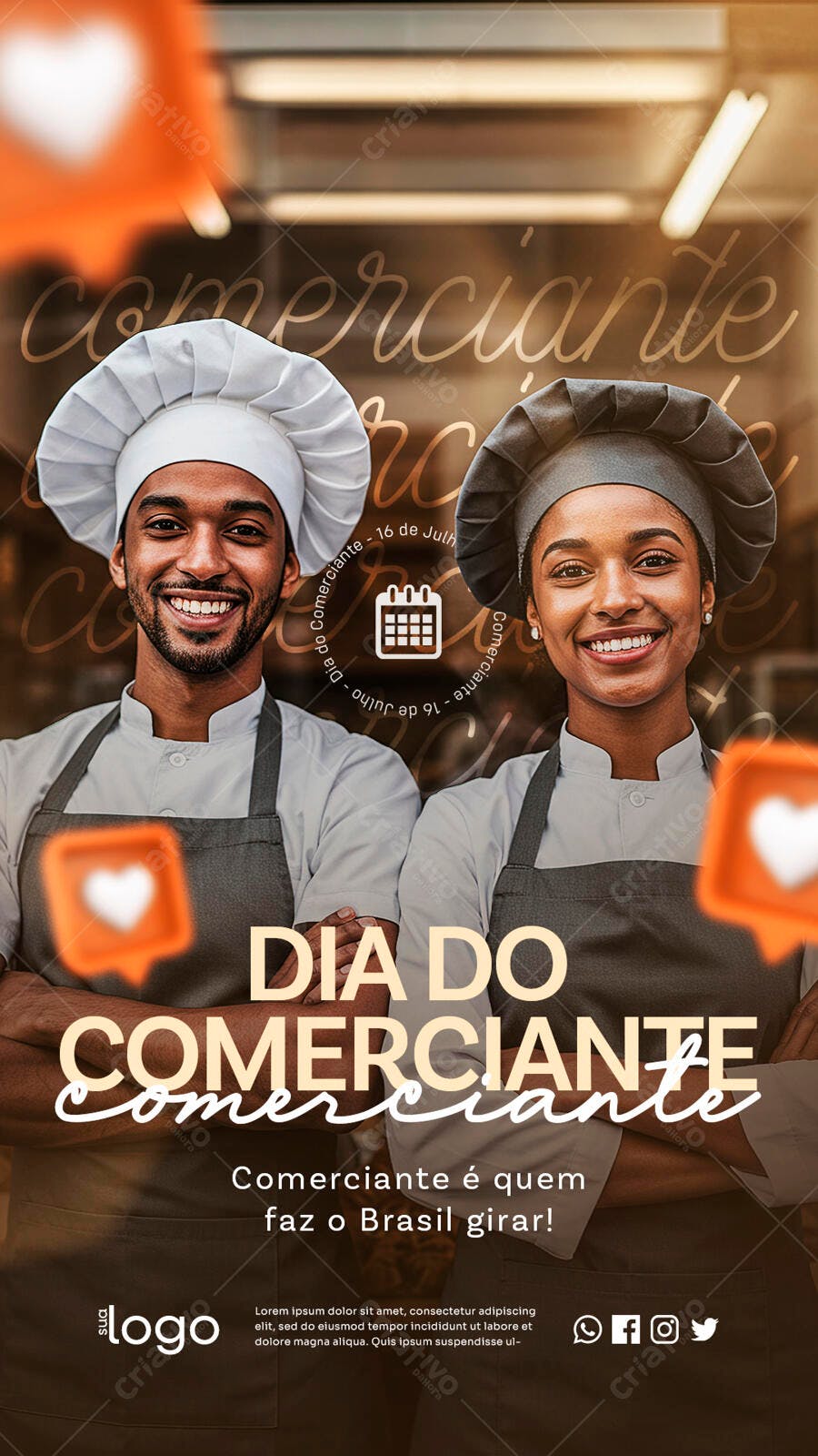 Flyer Dia do Comerciante 16 de Julho PSD Editável