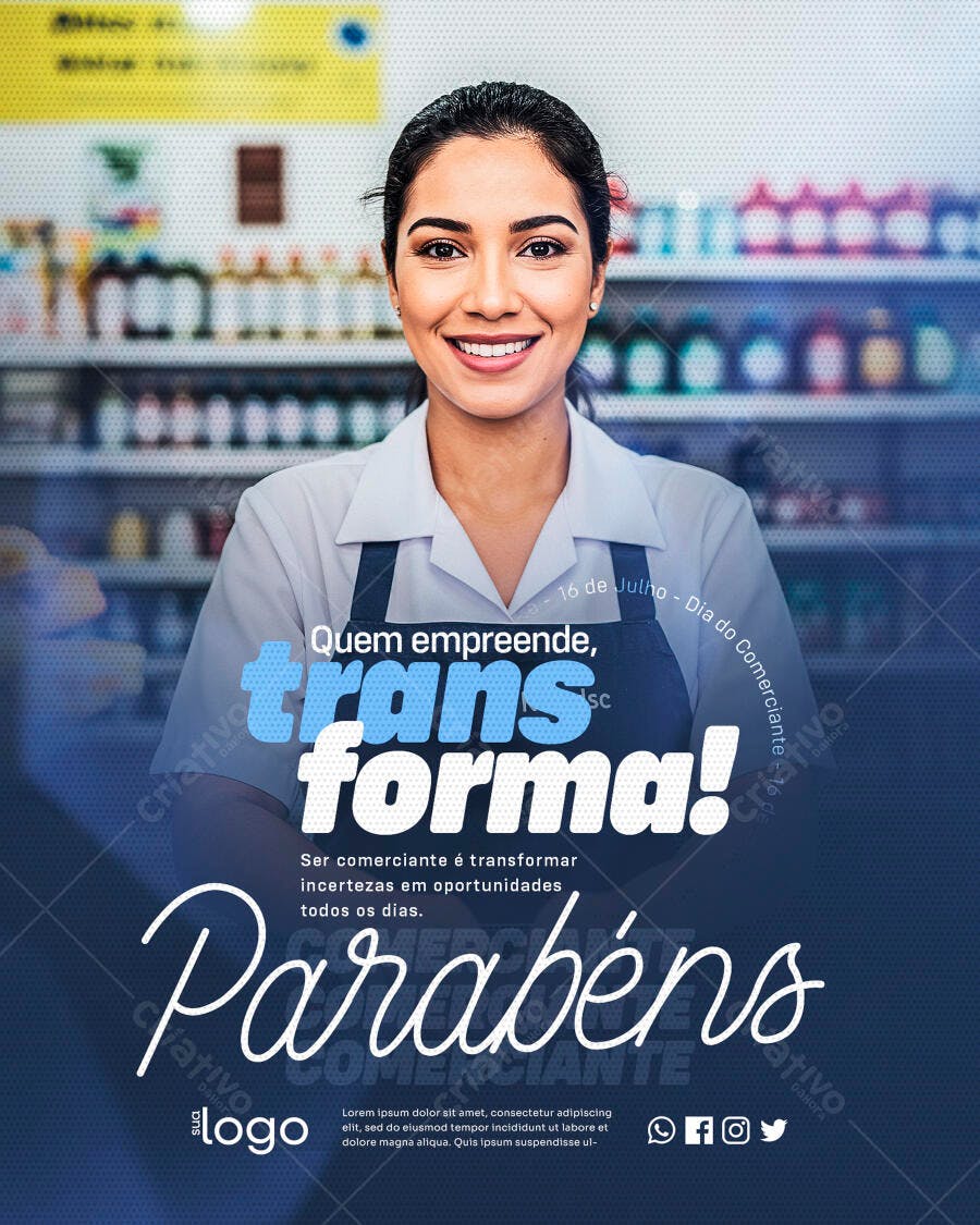 Flyer Dia do Comerciante PSD Editável