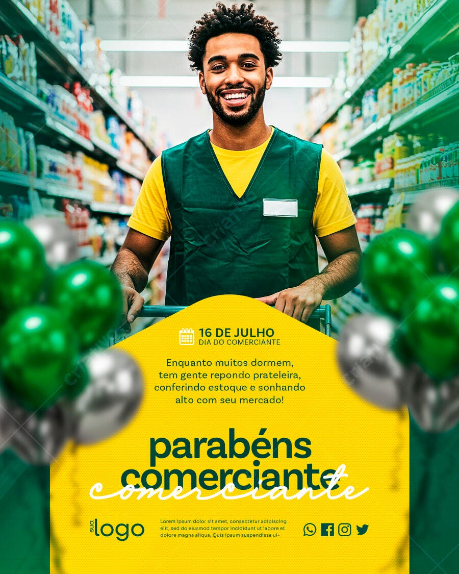 Flyer Dia do Comerciante PSD Editável
